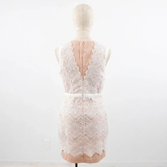 Anthropologie M Illusion Lace Sheath Mini Dress Pink - Picture 6 of 16